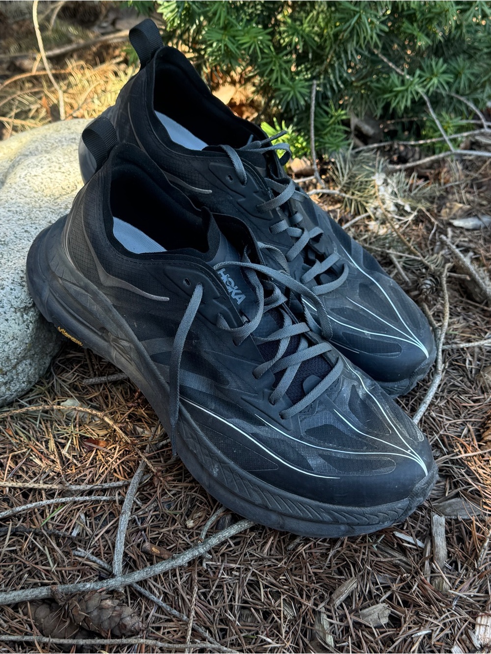 MEN’S 12 HOKA Mafate Speed 4 Lite Black Athletic Trail Running Shoes